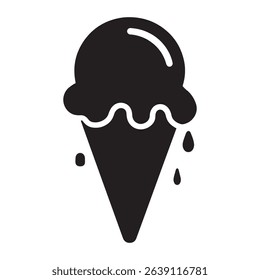 Ice Cream Cone Icon | Minimal Line Art Vector for Dessert and Summer Themes