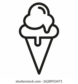 Ice cream cone icon on white background.