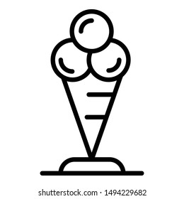 Ice cream cone icon. Outline ice cream cone vector icon for web design isolated on white background
