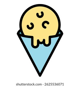 Ice cream cone icon. Outline ice cream cone vector icon color flat isolated
