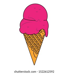 ice cream cone icon over white background, vector illustration