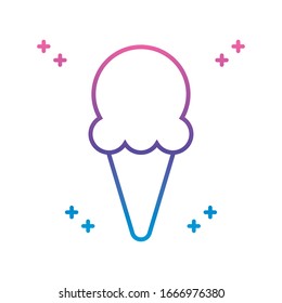ice cream cone icon over white background, gradient line style, vector illustration