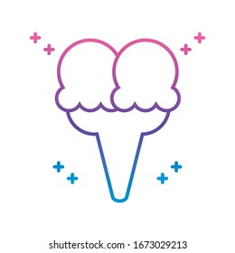 ice cream cone icon over white background, gradient line style, vector illustration