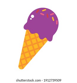 ice cream cone icon over white background, colorful design, vector illustration