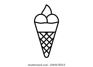 Ice cream cone icon. icon related to fast food. suitable for web site, app, user interfaces, printable etc. line icon style. simple vector design editable