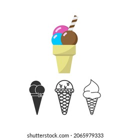 ice cream cone icon set design template vector isolated illustration