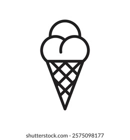 ice cream cone icon Simple thin outline