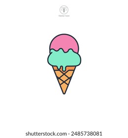 ice cream cone Icon symbol vector illustration isolated on white background