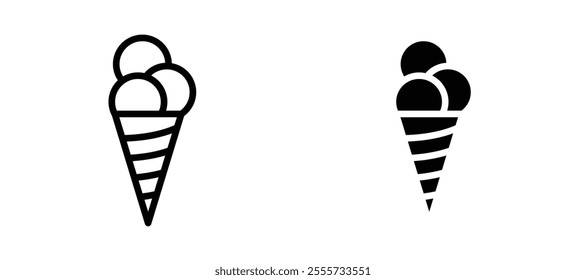Ice cream cone icon symbol collection on white background.