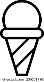Icono de cono de helado. Diseño de estilo lineal delgado aislado sobre fondo blanco
