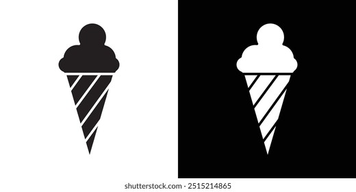 ice cream cone icon Thin line flat illustration