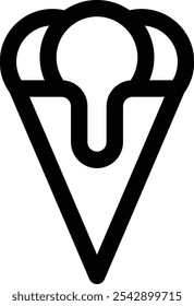 ícone de cone de sorvete. Design De Estilo Linear Fino Isolado Em Plano De Fundo Branco