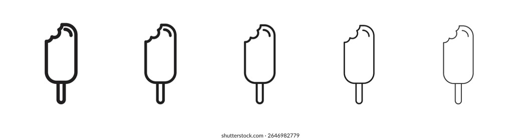 Icono de cono de helado delgado diseño plano estilo signo de Vector