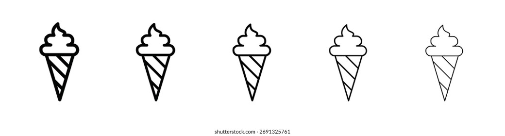 Ice cream cone icon. Thin line icons collection for web ui.