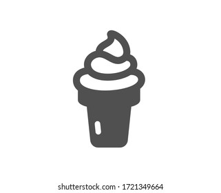 Ice cream cone icon. Vanilla sundae waffle cone sign. Frozen summer dessert symbol. Classic flat style. Quality design element. Simple ice cream icon. Vector