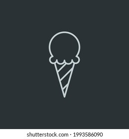 Ice cream cone icon vector on black background