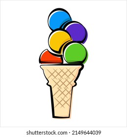 Ice Cream Cone Icon Vector Art Illustration