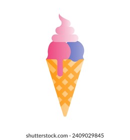 Ice cream cone icon vector in gradient fill style with high vector quality suitable for ui and spring season