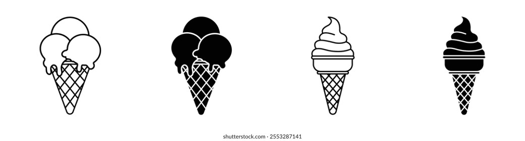 Ice cream cone icon vector set. EPS10