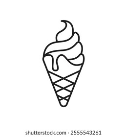 Ice cream cone icon vector isolated on white background.