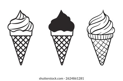 Ice cream cone icon vector set 