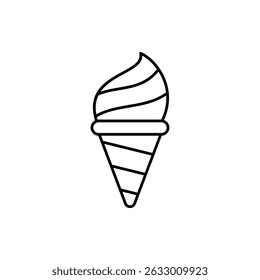 ice cream cone icon, vector line isolated on white background. trendy and modern design