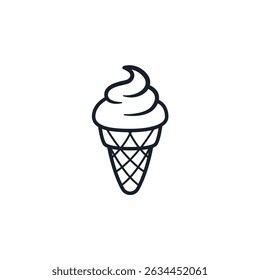 Ice Cream Cone Icon Vector Illustration. Sweet Treat Symbol for Summer Branding and Dessert Shop Designs