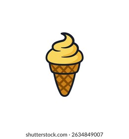 Ice Cream Cone Icon Vector Illustration. Sweet Treat Symbol for Summer Branding and Dessert Shop Designs