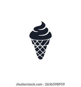 Ice Cream Cone Icon Vector Illustration. Sweet Treat Symbol for Summer Branding and Dessert Shop Designs
