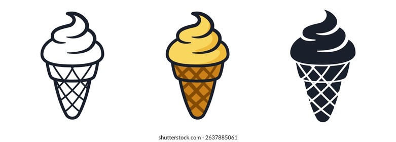 Ice Cream Cone Icon Vector Illustration. Sweet Treat Symbol for Summer Branding and Dessert Shop Designs