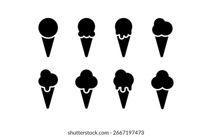 ícone de cone de sorvete ilustração vetorial. ícone de sorvete em estilo preto - vetor de estoque.