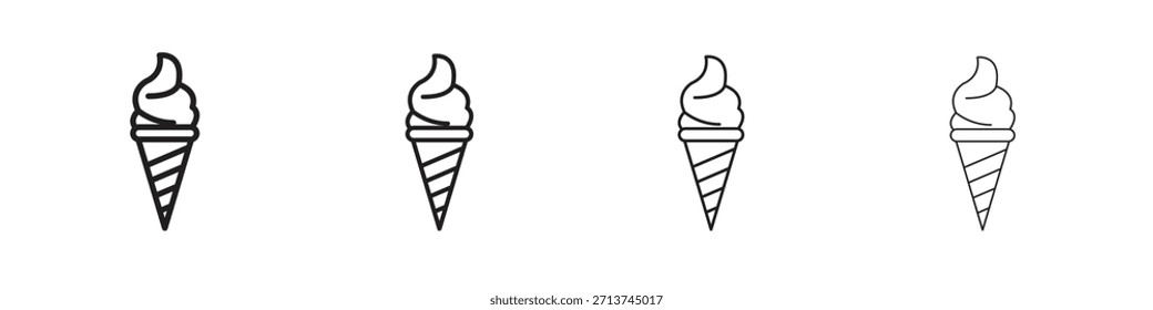 Icono de cono de helado. Vector de pictogramas aislados.