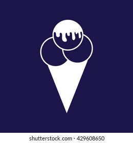 Ice cream cone icon vector. Blue background