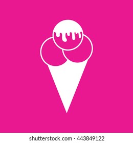 Ice cream cone icon vector. Pink background