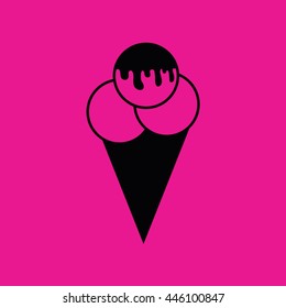 Ice cream cone icon vector. Pink background