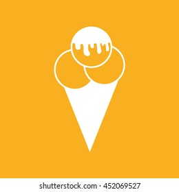 Ice cream cone icon vector. Yellow background