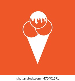 Ice cream cone icon vector. Orange background