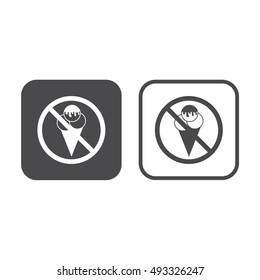 Ice cream cone icon vector. Prohibition sign. Gray and white