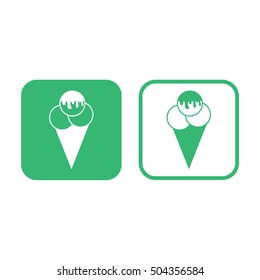 Ice cream cone icon vector. Green and white