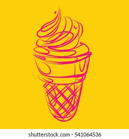 Ice Cream cone icon, vector, waffle