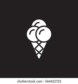 Ice cream cone icon vector, filled flat sign, solid white pictogram isolated on black. Symbol, logo illustration
