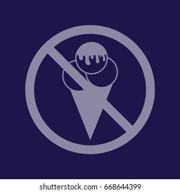 Ice cream cone icon vector. Prohibition sign. Blue icon