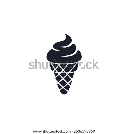 Ice Cream Cone Icon Vector Illustration. Sweet Treat Symbol for Summer Branding and Dessert Shop Designs