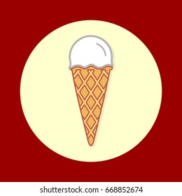 Ice Cream cone. Icon for web and mobile application. Flat design style. Vector illustration