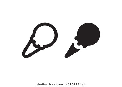 Ice cream cone icons in outline and solid Vector