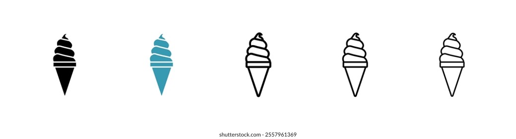 Ice cream cone icons pack in black and blue.