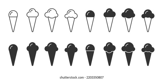 Ice cream cone icons set. Vector illustration.