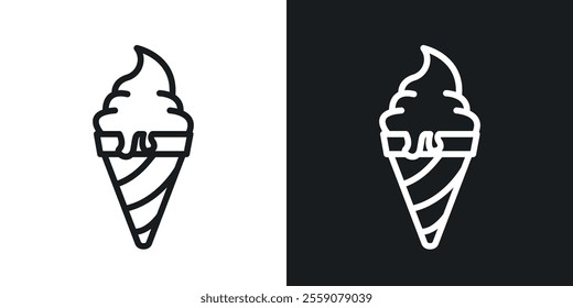 Ice cream cone icons. vector set in black colors