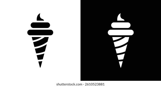 Ice cream cone icons vector set in solid flat style