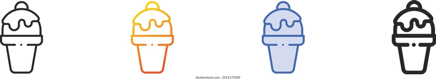 ice cream cone icon.Thin Linear, Gradient, Blue Stroke and bold Style Design Isolated On White Background